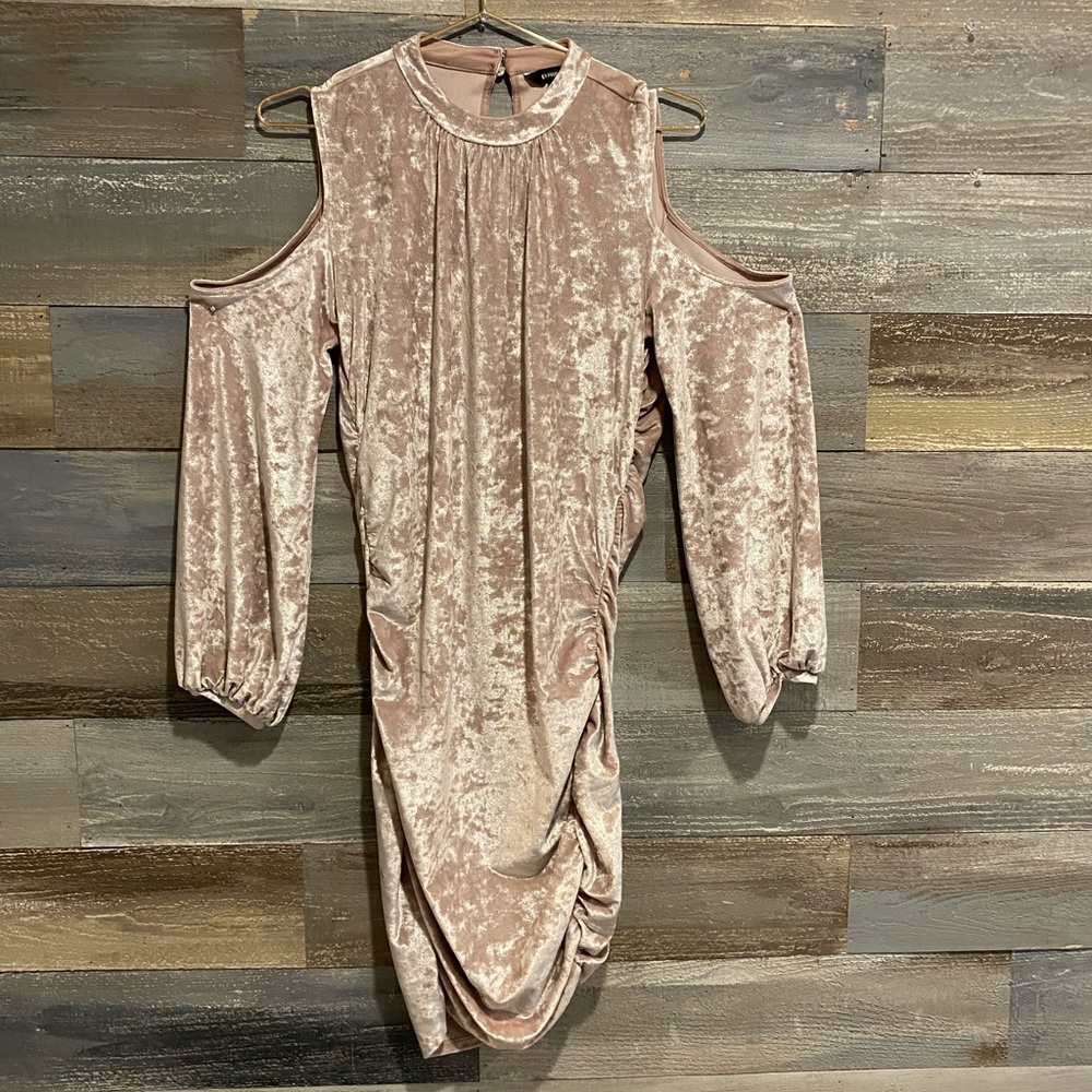 Express crushed “velvet” blush spandex dress L